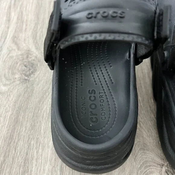 Crocs Men's 13 Black Iconic Comfort Clogs Slingback Adjustable Strap - Picture 9 of 11
